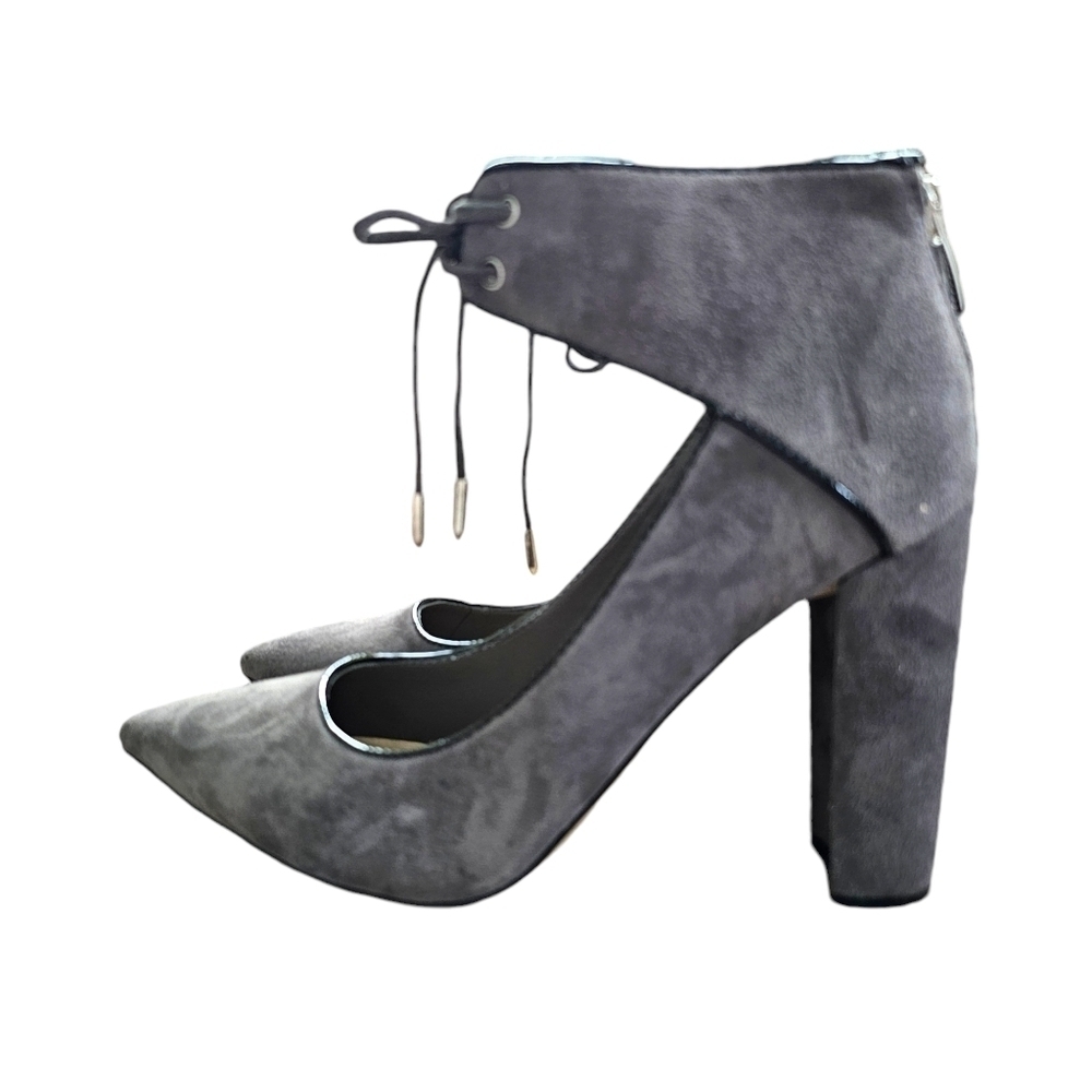 Marc Fisher Gray Sued Lace Up Heels